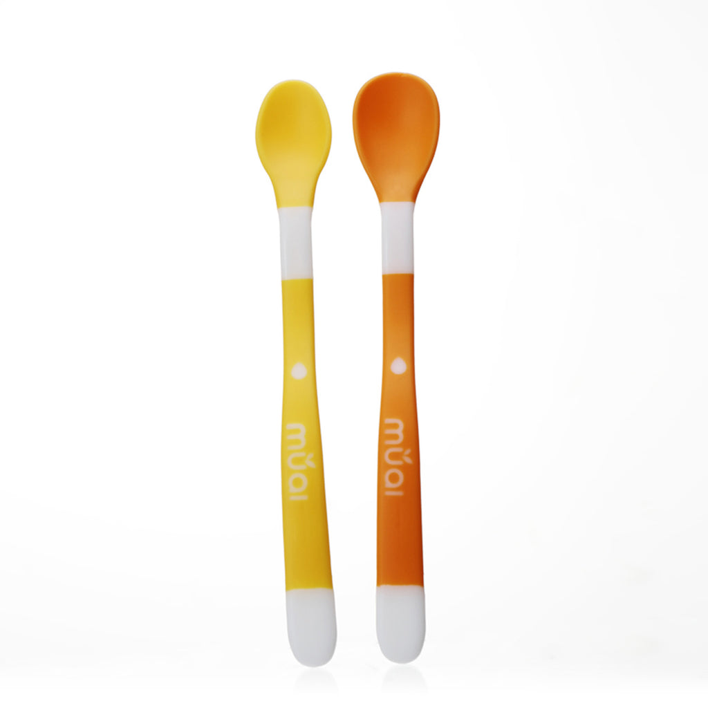 Mumlove Silicone Baby Feeding Spoon with Case, 2-Pack