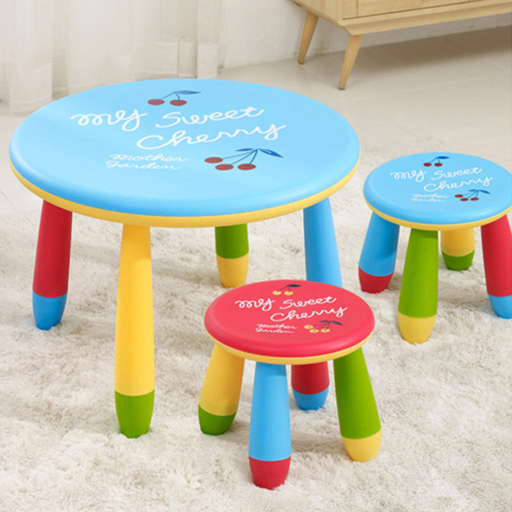 Kids Plastic Table with 2 Chairs Set | Round | Multi Colors - Snug N Play