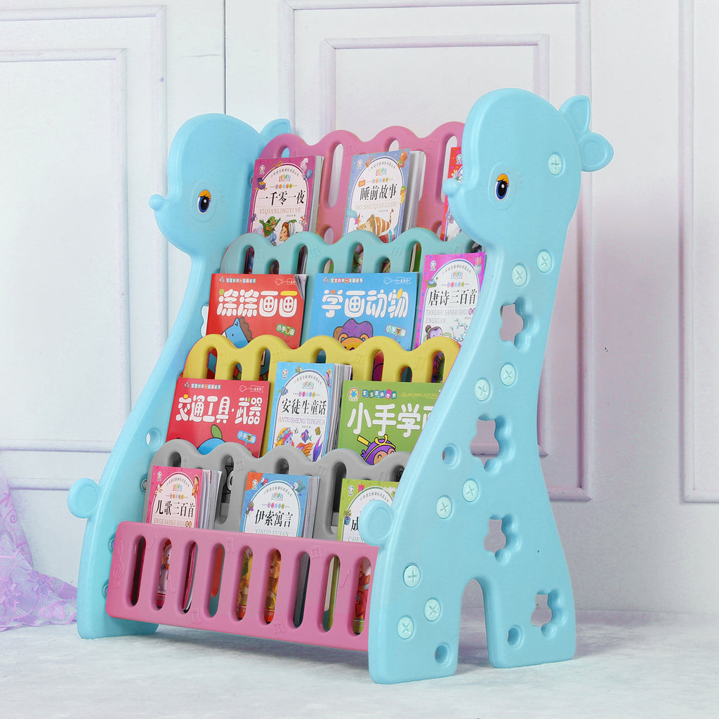 Deer Book Rack | Blue Book Shelf for Kids | 4 Levels - Snug N Play