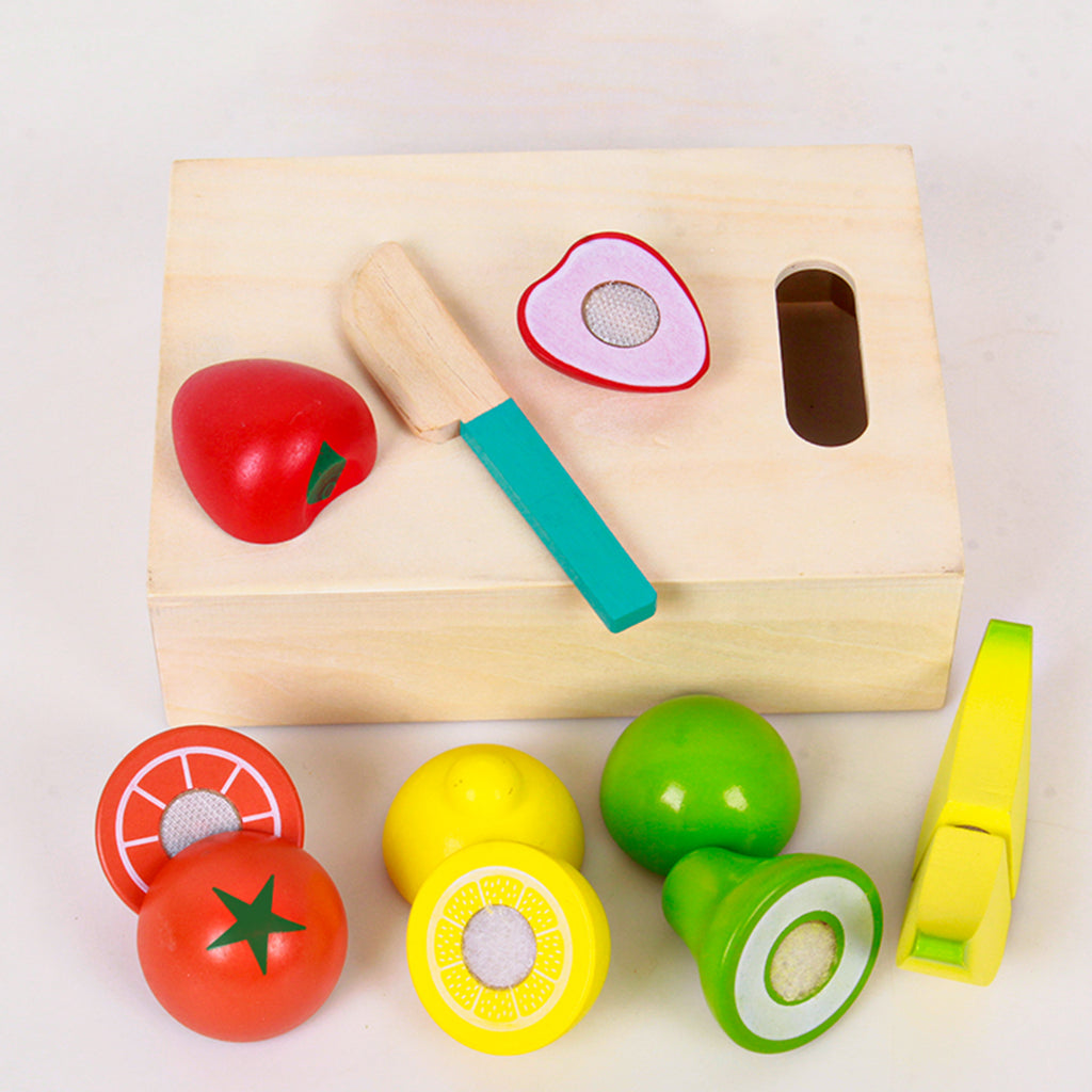 Wooden Food Cutting Toy with Fruits & Vegetables - Snug N Play