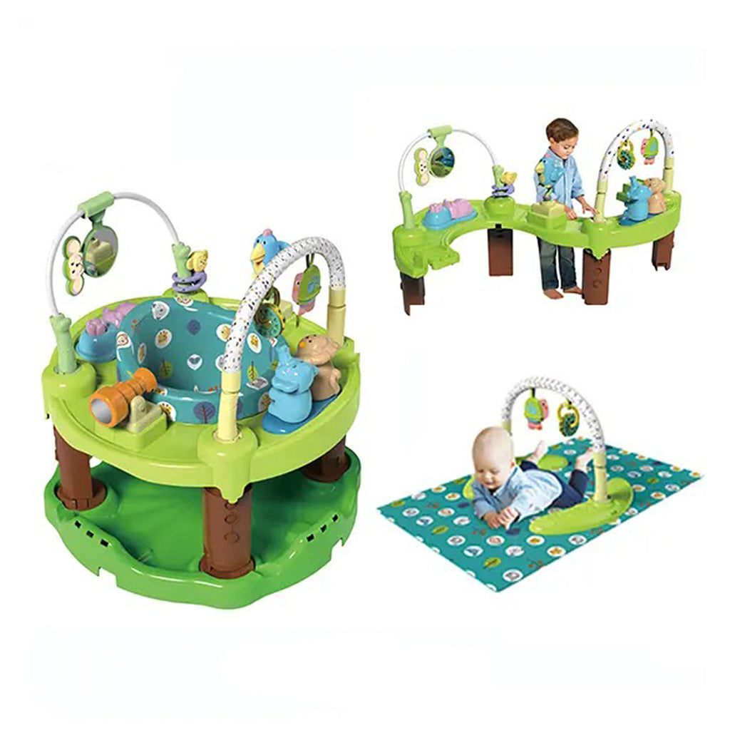 Baby Activity Center, 3-in-1 Toddler Convertible Play Center w/ Bouncing Saucer, Activity Table & Play Mat - Snug N Play