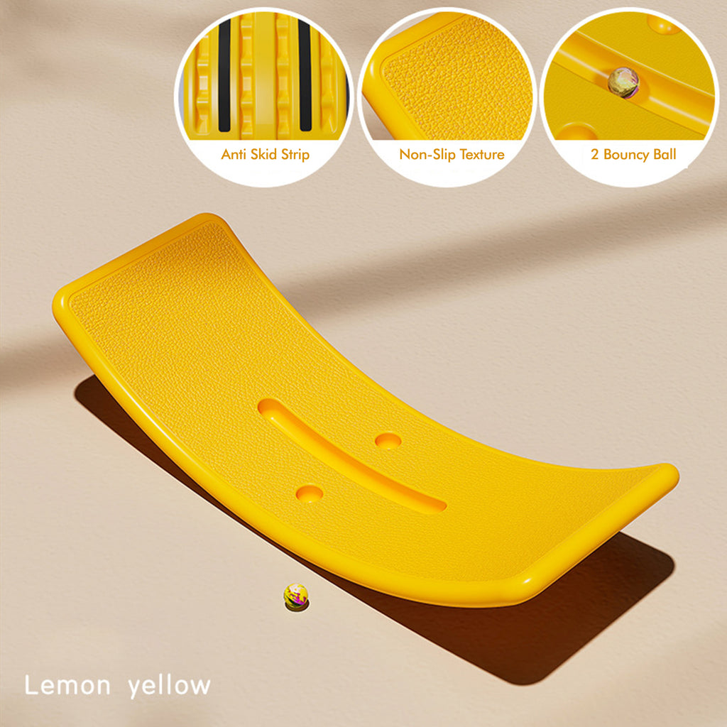 Balance Yellow Board for Kids | Curved Rocker Board Seesaw for Exercise & Play | Medium - Snug N Play