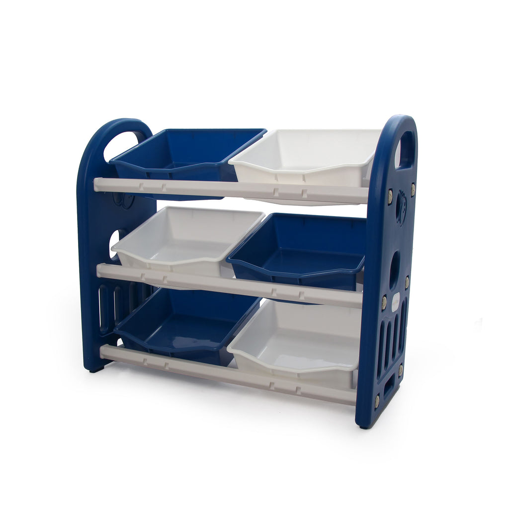 Butterfly Kids Toys Storage Rack with 6 Bins - Blue