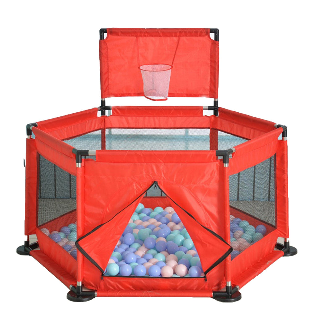 Babyip Ball Pit | Red Playpen with Ball Hoop - Snug N Play