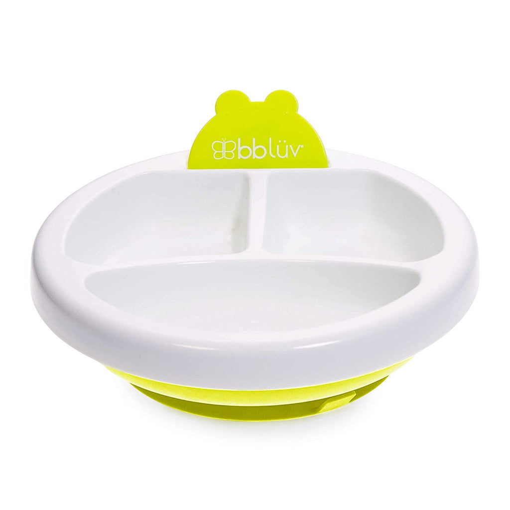 bblüv - Platö Warming Feeding Plate | 3 Compartments with Suction Base | Lime