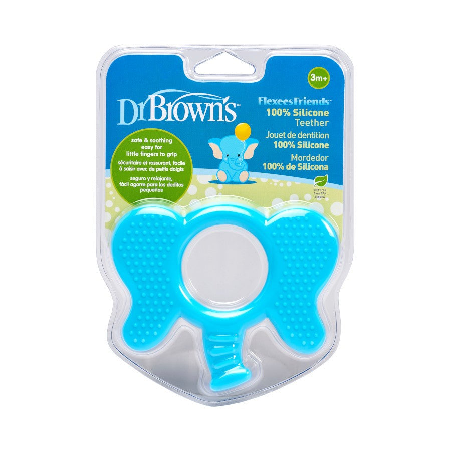 Dr. Brown's Flexees Friends Silicone Elephant Teether, Blue - Snug N Play