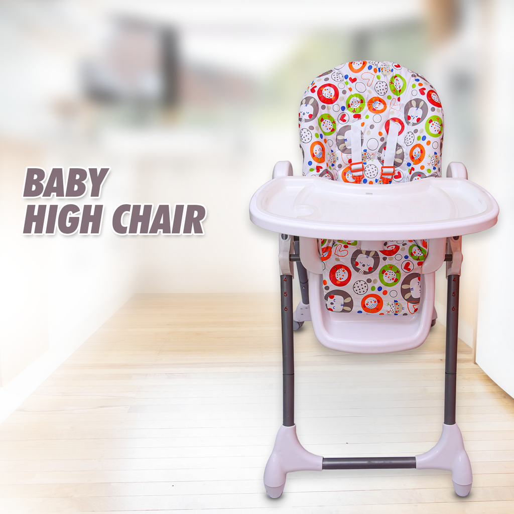 Foldable Baby High Chair | Bunny Pattern | Adjustable Height, Recline & Tray - Snug N Play