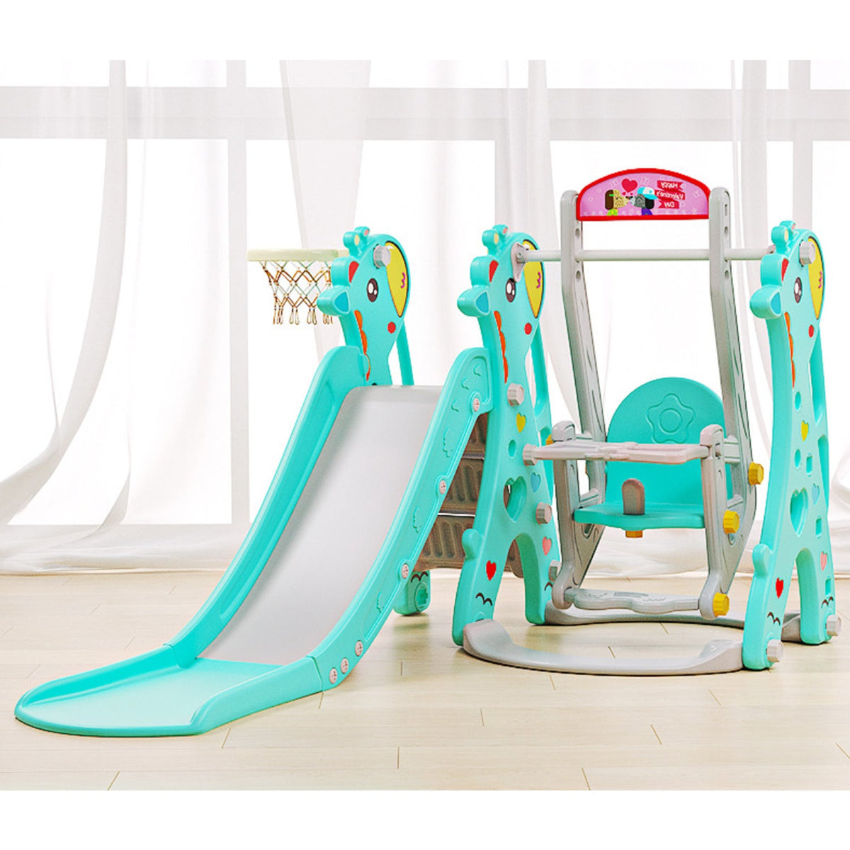 Giraffe 3 in 1 Kids Slide and Swing Set with Basketball Hoop Online in Pakistan Snug N Play