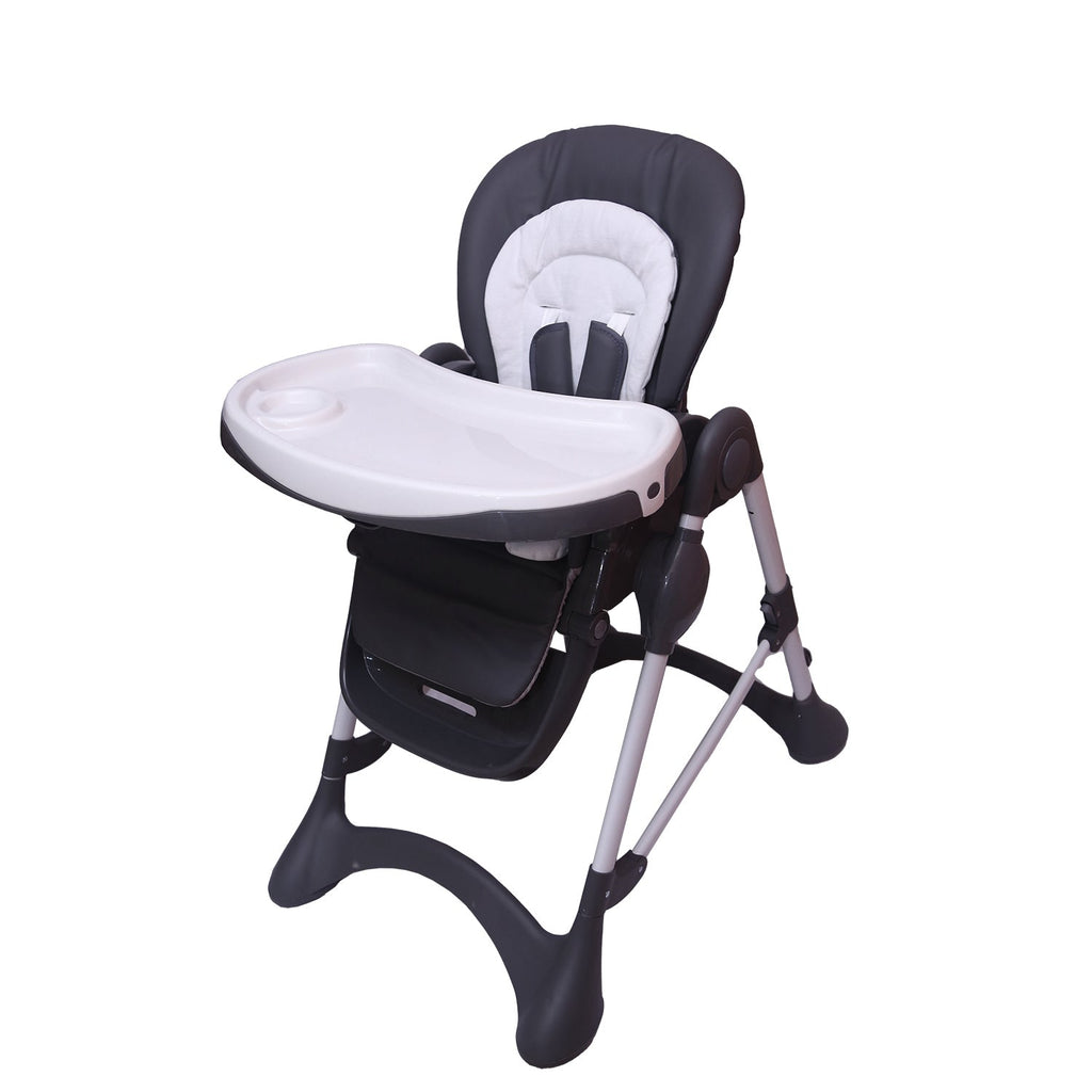 Hello Baby E-102S High Chair | Black | Leather Cover | Adjustable Height, Recline & Tray - Snug N Play