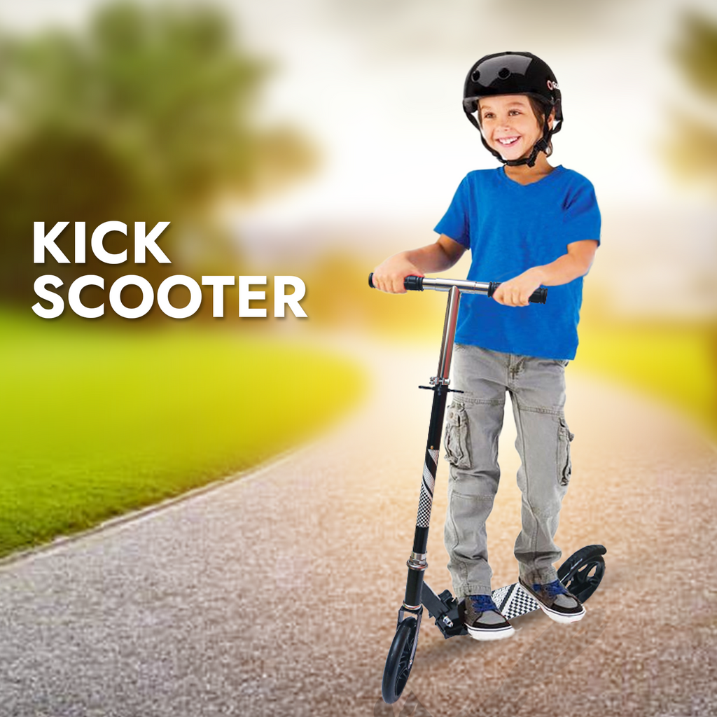 Kick Black Scooter for Kids | 5-12 Yrs | Height Adjustable | Foldable | - Snug N Play