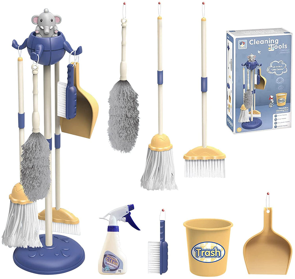 Kids Blue Cleaning Set | 8 Pcs Pretend Play Housekeeping Toy | Snug N Play