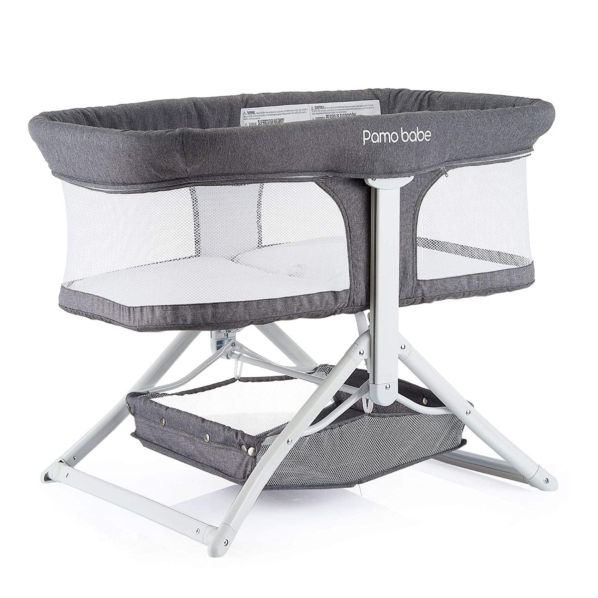 Pamo Babe 2in1 Bassinet Quick Foldable Travel Crib Portable Rocking Cradle Grey