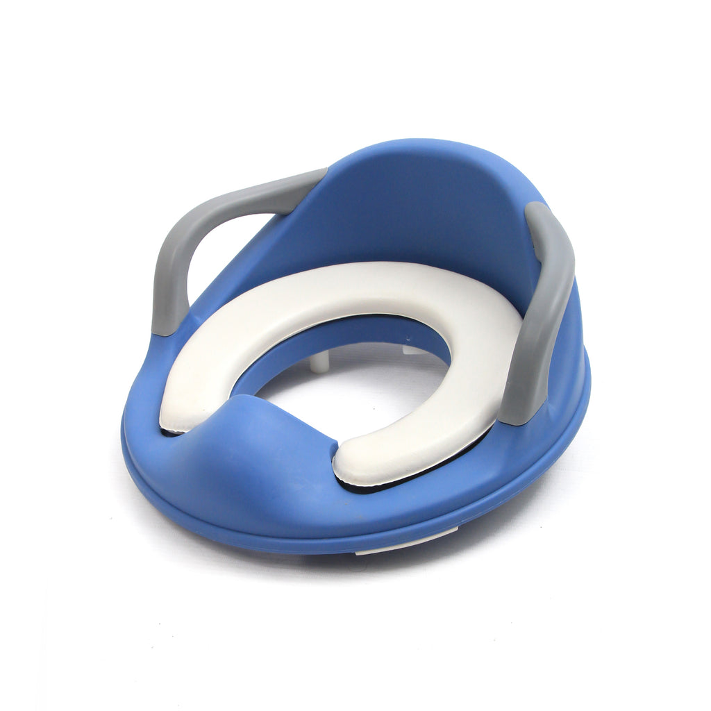 Toilet Seat For Kids | Children Potty Training Seat | Round & Oval Toilets | Cushion And Handles | Blue