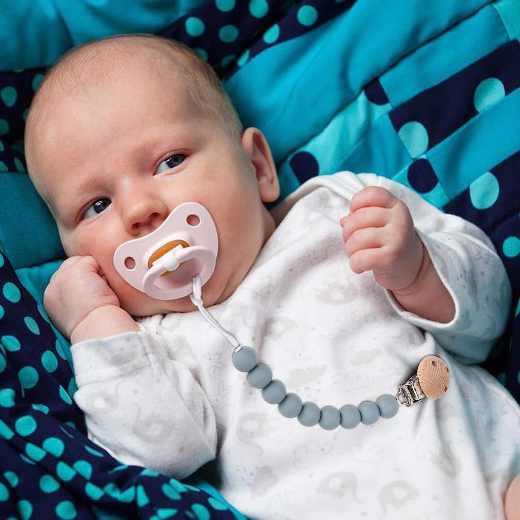 Mumlove Silicone & Wood Baby Pacifier Clip