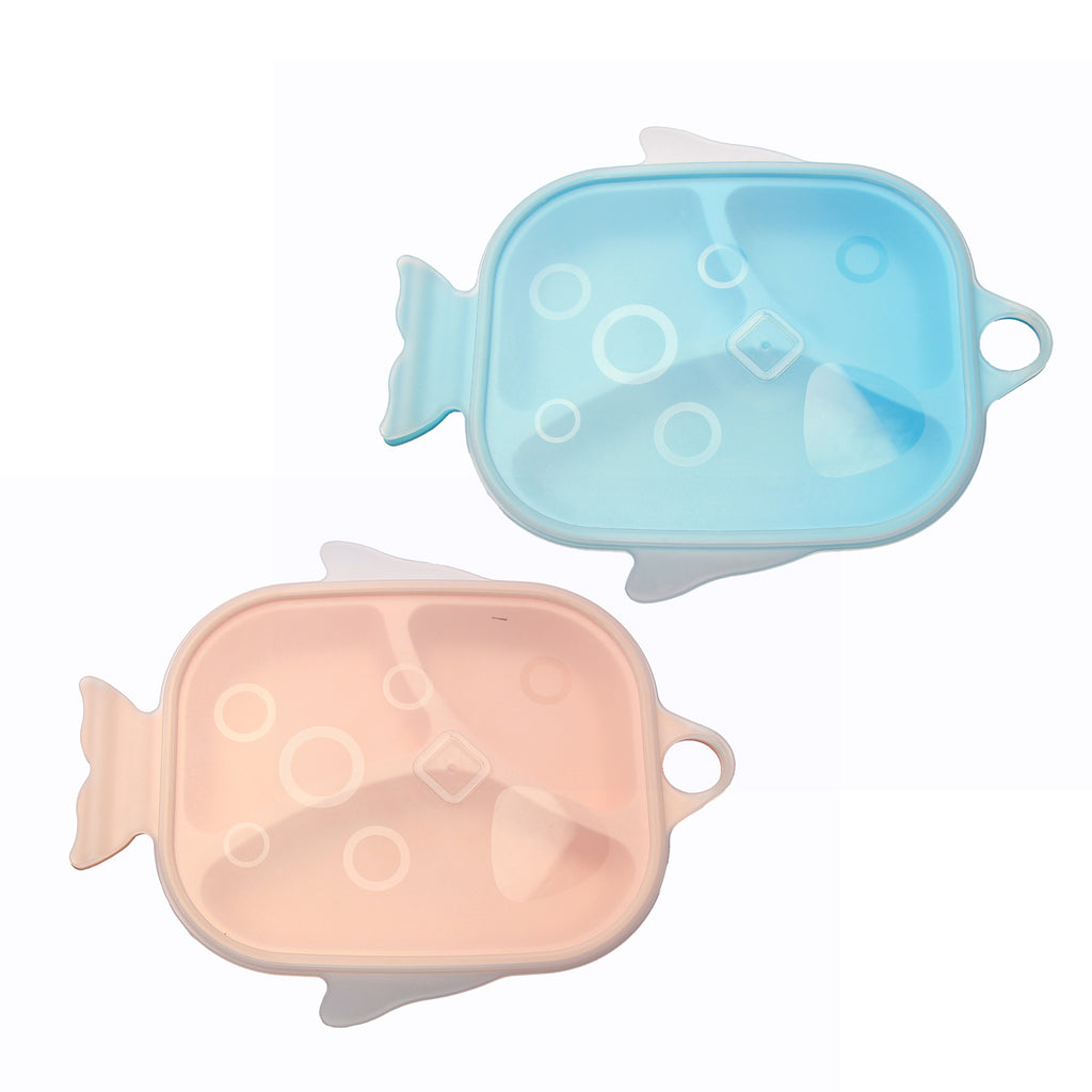 Mumlove Fish Baby Plate With 3 Compartments & Lid