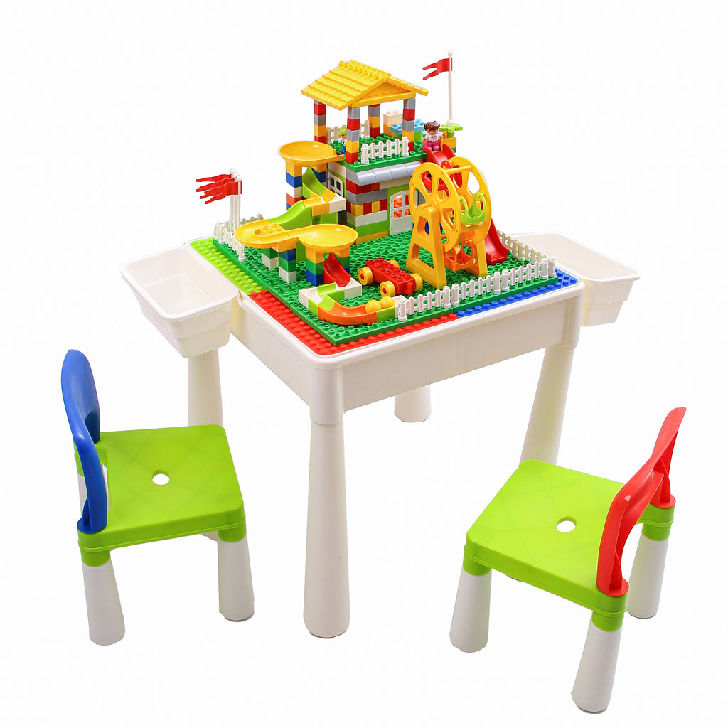 4-in-1 Multi Activity Table with 2 Chair Set & Included Blocks in Pakistan  – Snug N' Play
