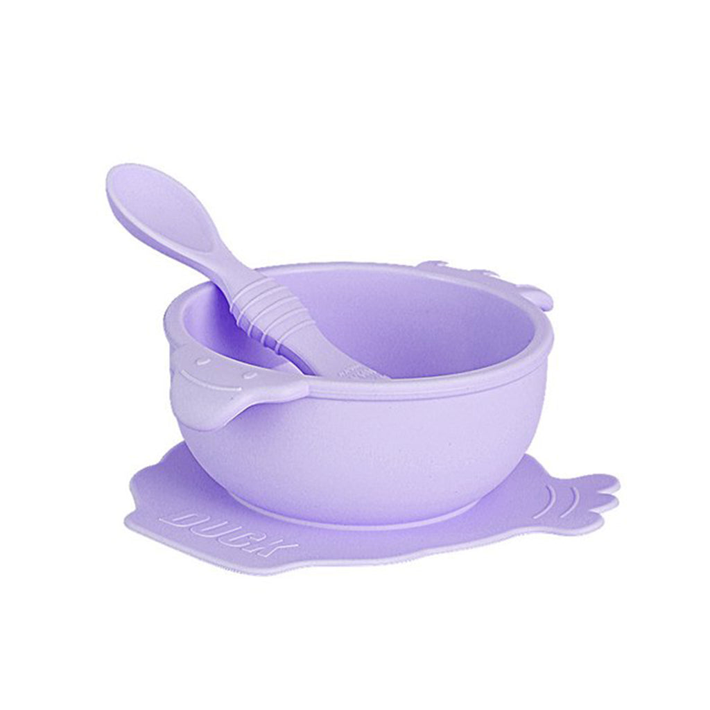 Mumlove Silicone Suction Baby Feeding Set with Bowl & Spoon, Duck