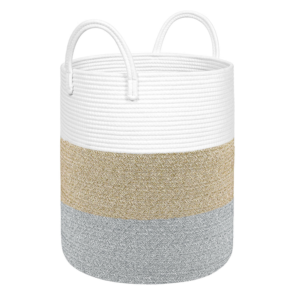 Cotton Rope Basket with Handles | 40 x 45cm | 3-Tone Grey | Toy, Laundry & Storage Basket