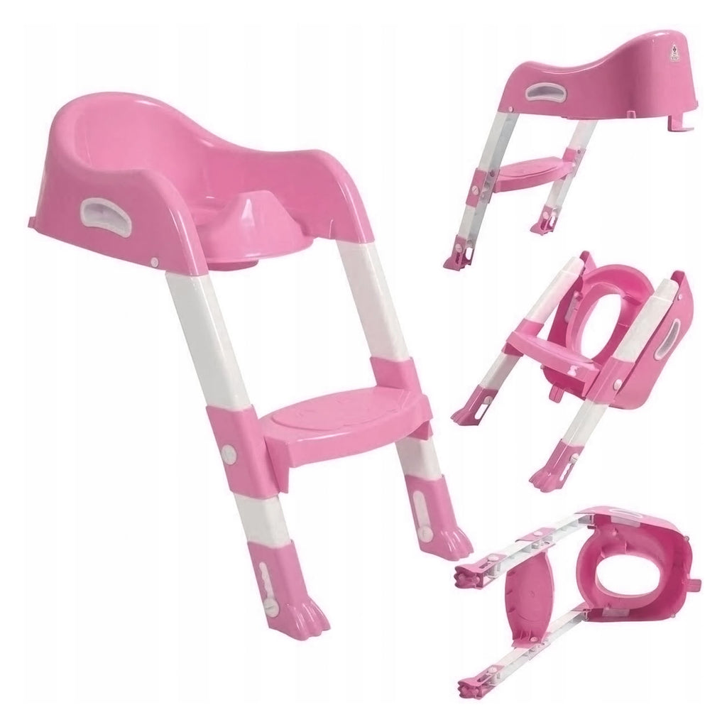 2-in-1 Foldable Potty Trainer Seats | Toilet Seat with Step Stool Ladder | Pink