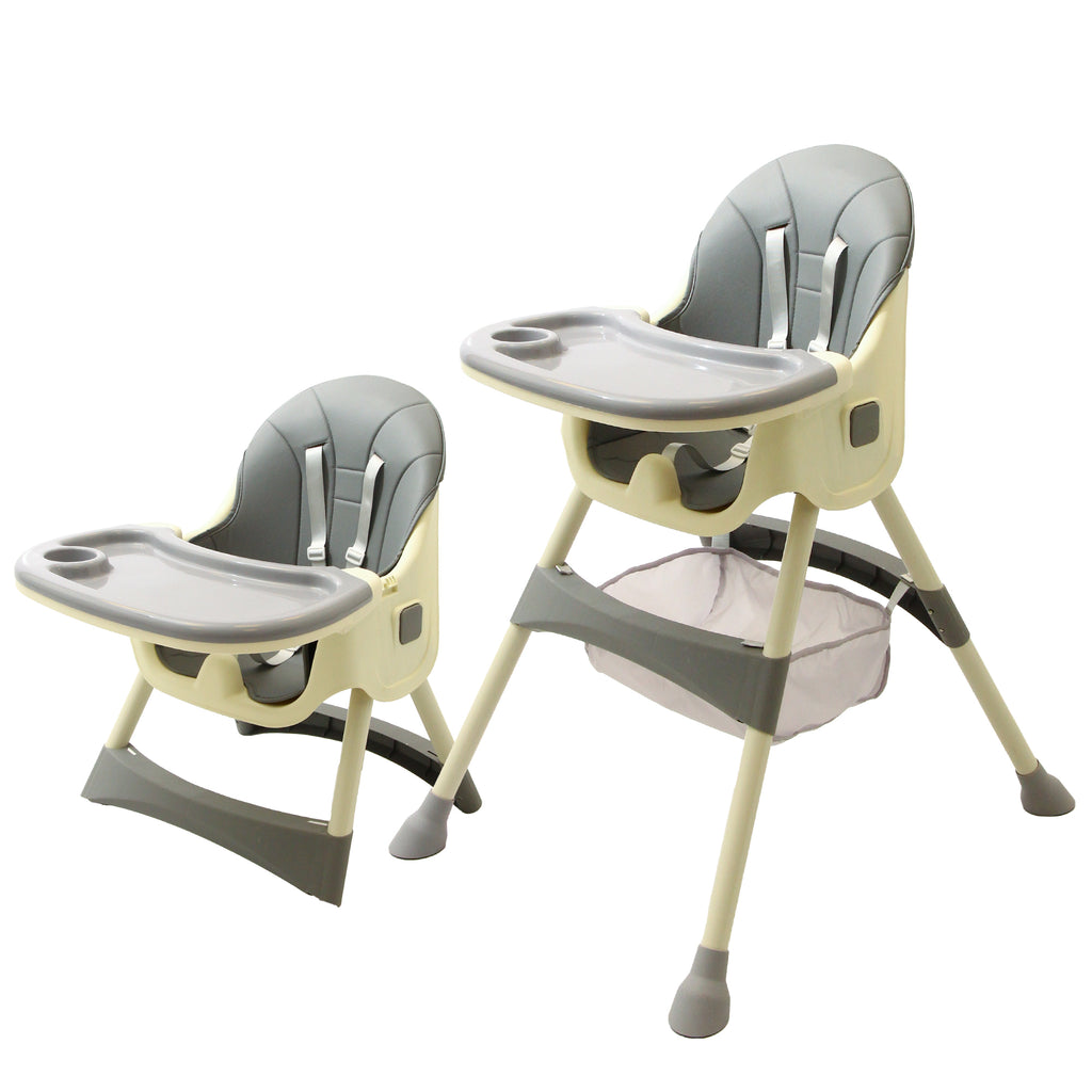 2-in-1 Convertible Baby High Chair | Foldable | Removable Tray | Storage Basket - Snug N Play