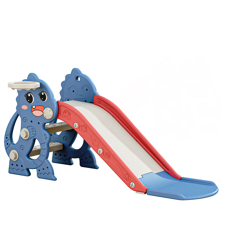 2-in-1 Dinosaur Kids Slide | Basketball Hoop | Foldable | Blue - Snug N Play