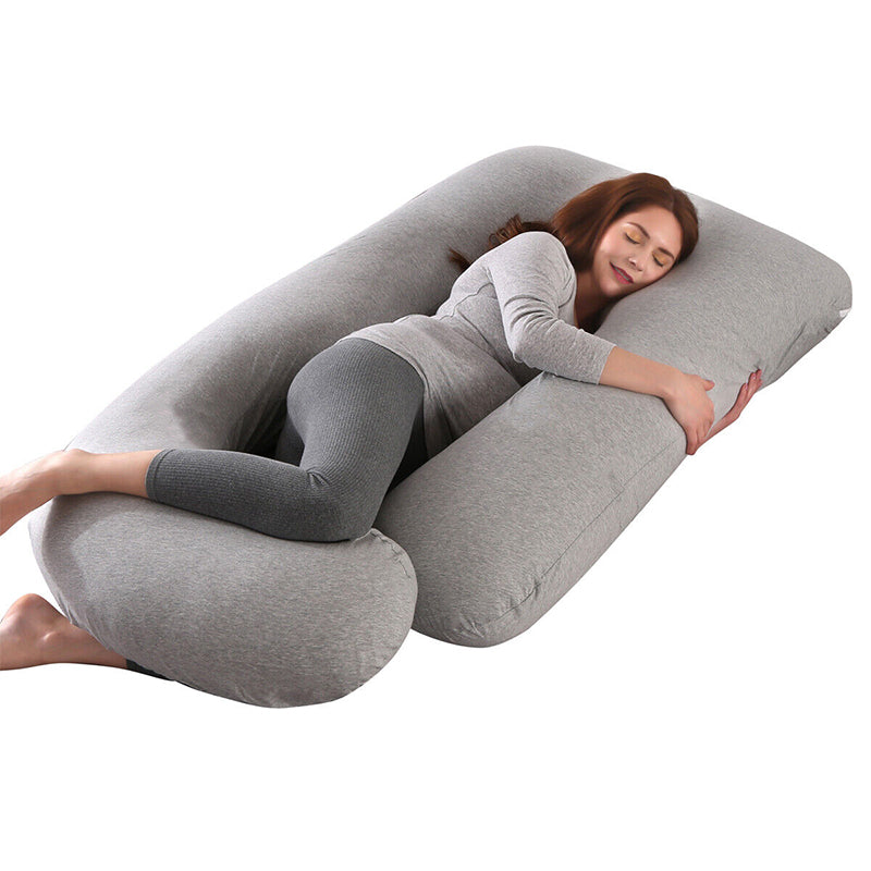 J-Shaped Full Body Pillow | Pregnancy Pillows for Sleeping | Zipper Removable Velvet Cover