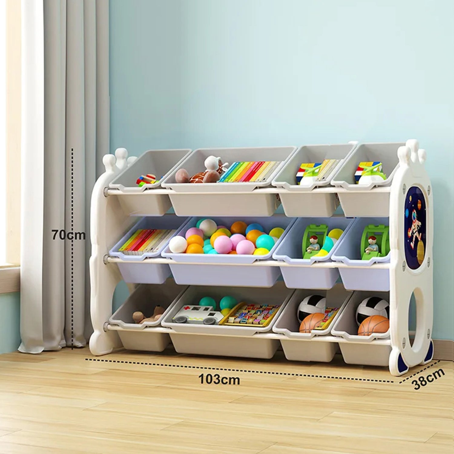 Toy Organizer Storage Kids Plastic Shelf 12 Bins Keezi Kids Toy