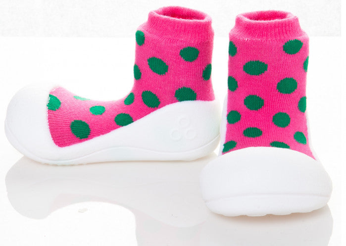 Attipas First Baby Shoes | Polka Dot Pink - Snug N Play