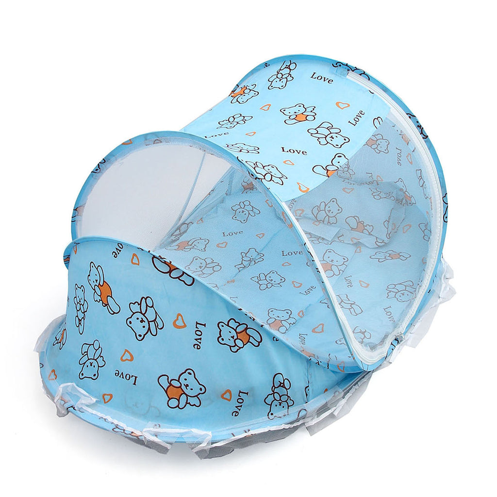 Portable Blue Baby Soft Bed with Mosquito Net and Music - Snug N Play