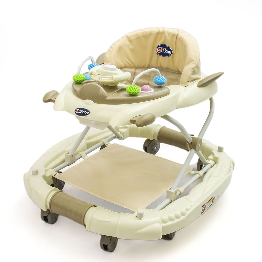 2-in-1 Baby Walker and Rocker with Music and Toys - Beige