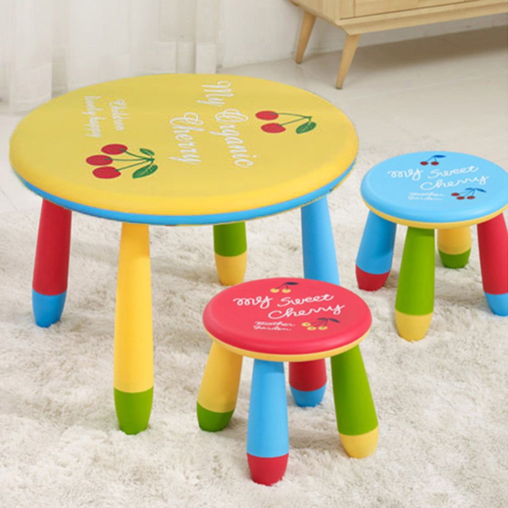Kids Plastic Table with 2 Chairs Set | Round | Multi Colors