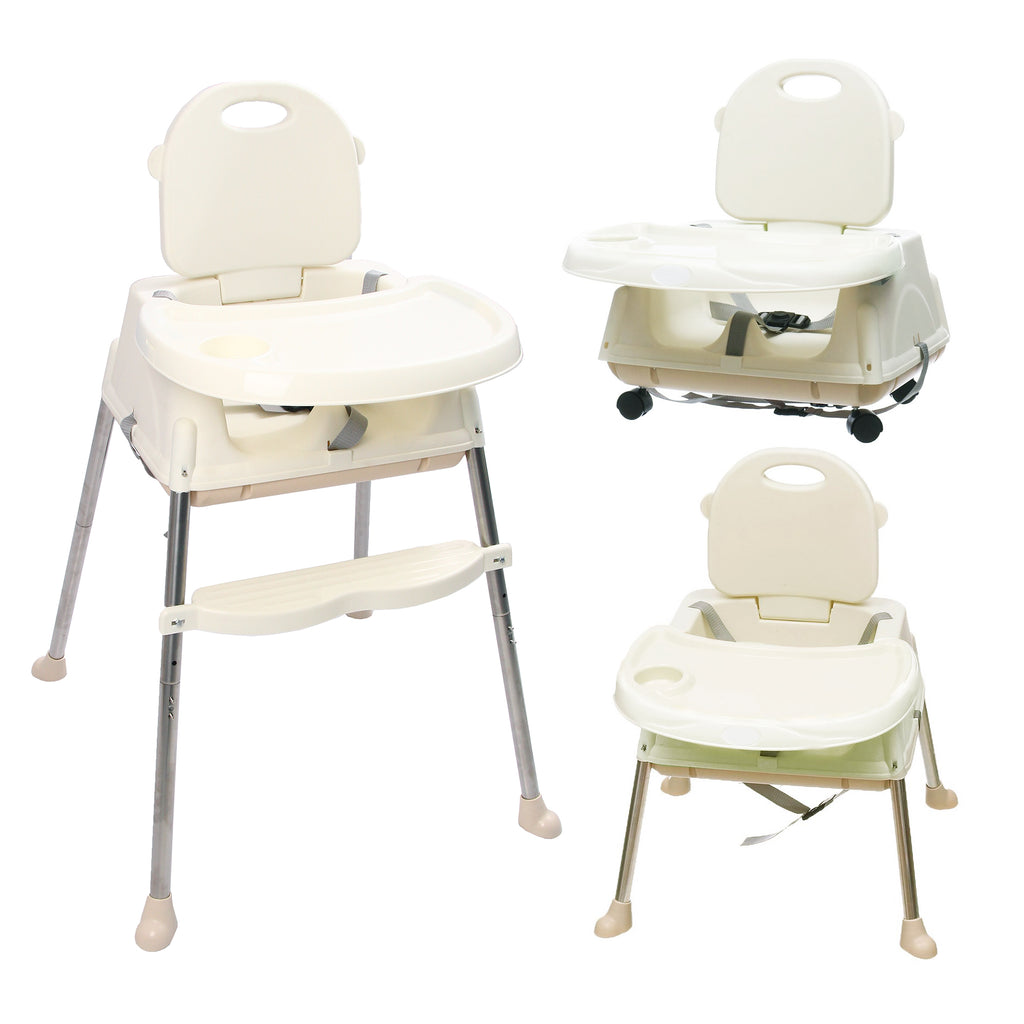 2-in-1 Adjustable Height Baby Highchair with Wheels