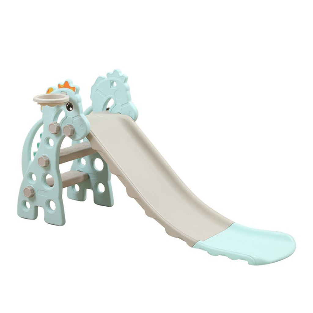 Dinosaur 2-in-1 Kids Slide with Basketball Hoop - Green - Snug N Play