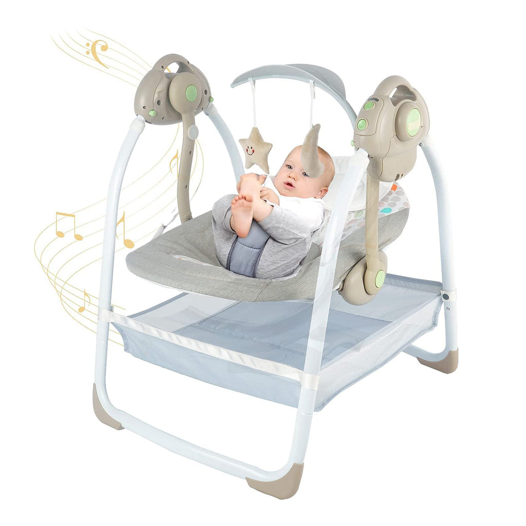 Electric Portable Swing for Baby with 6 Motions | Compact Baby Swing with Music, Sounds, Timing | Infant Baby Rocker with 2 Toys - Snug N Play