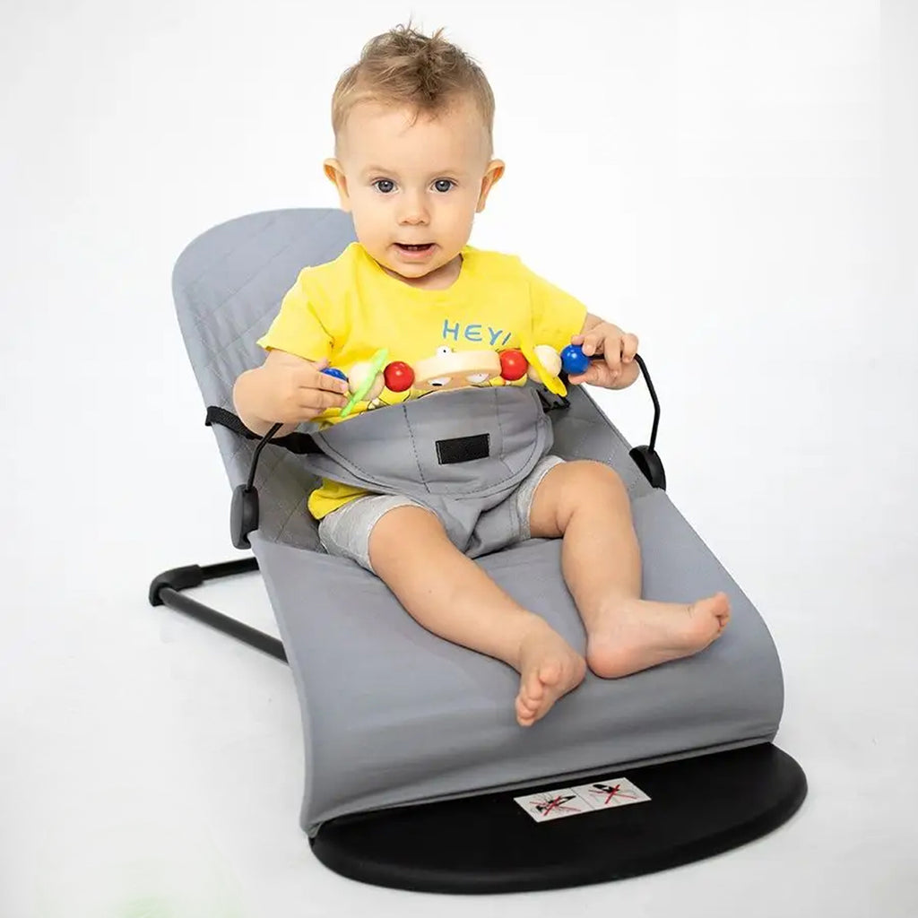Foldable Grey Baby Balance Bouncer | Newborn Rocking Chair With Toys | 0-2 Yr - Snug N Play
