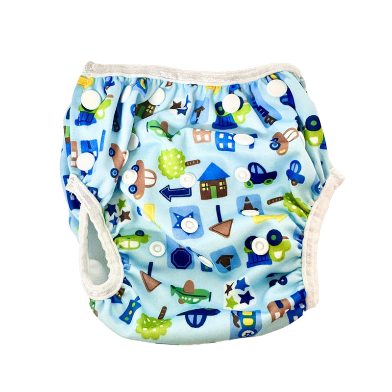 Reusable Swim Diaper | One Size Fits All | Light Blue Transport - Snug N Play