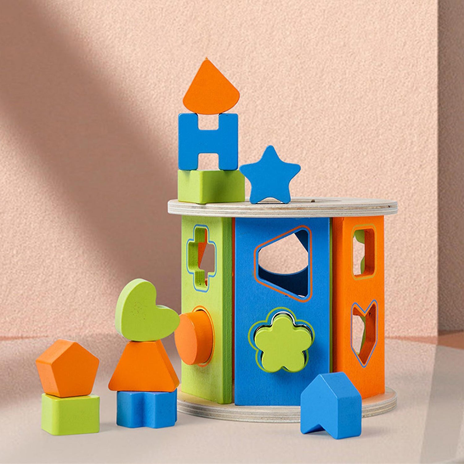 Wooden Shape Sorter Toy Building Blocks Toy Early Education Toy