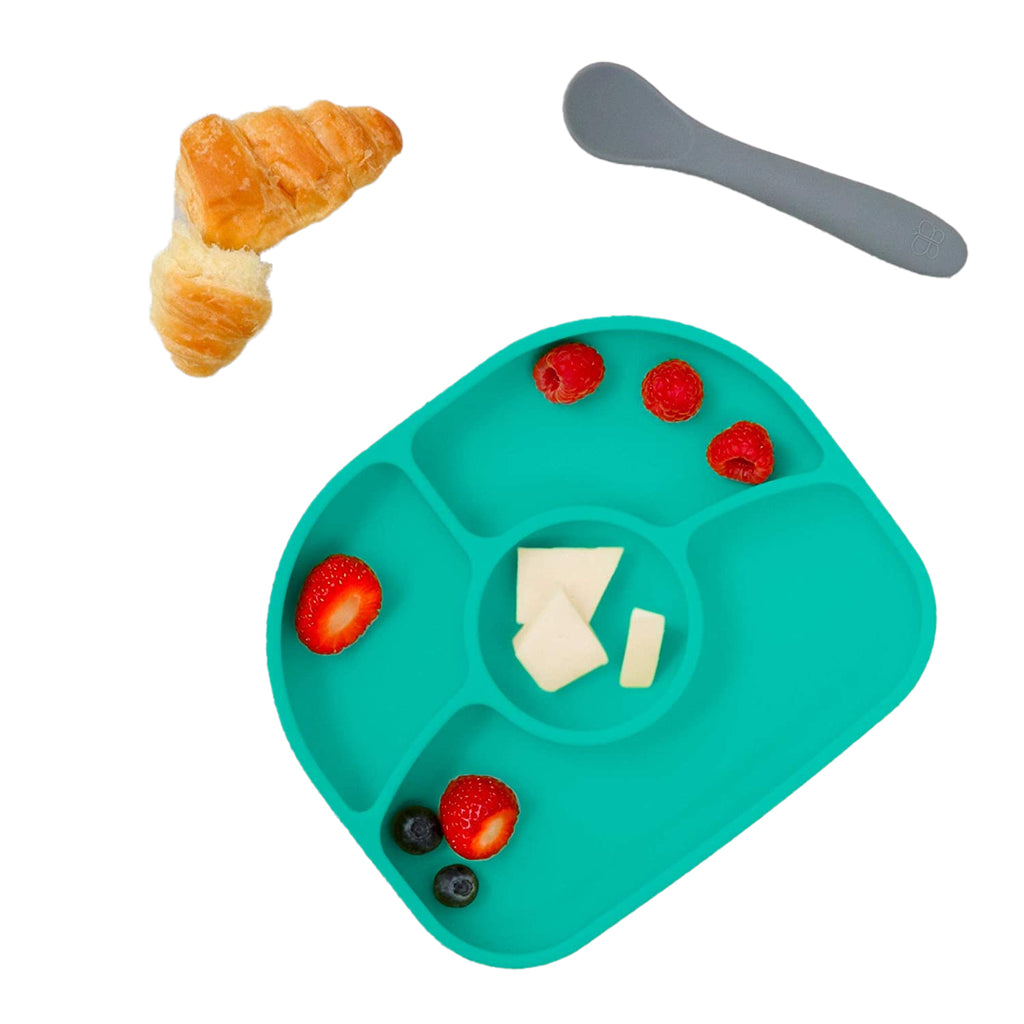 bblüv - Yümi Silicone Plate & Spoon Set - Aqua