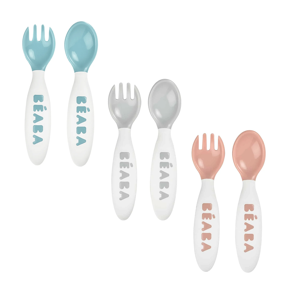 Beaba Second Stage Baby Cutlery Set | Spoon & Fork with Travel Case