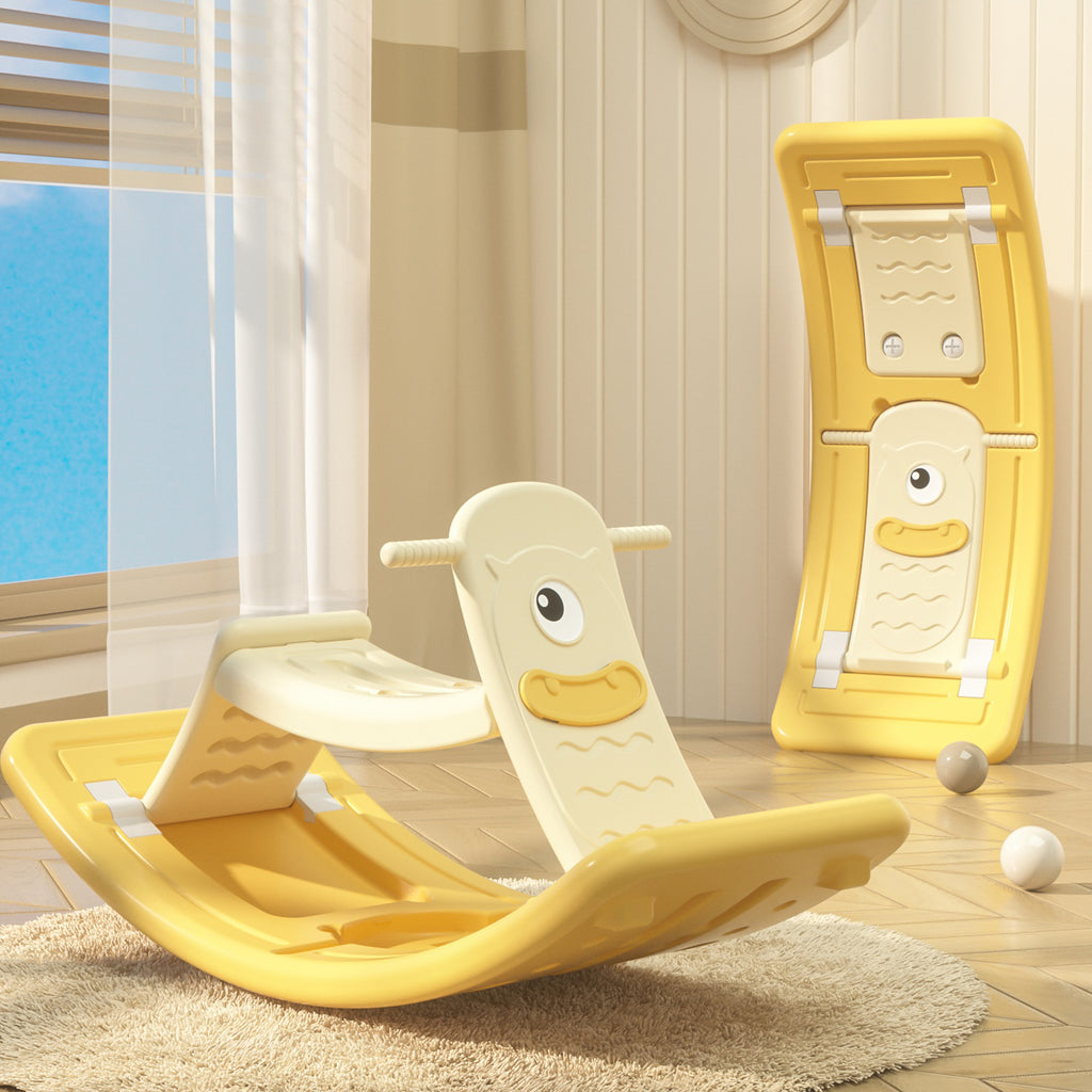 2-in-1 Kids Rocking Horse & Balancing Rocking Board