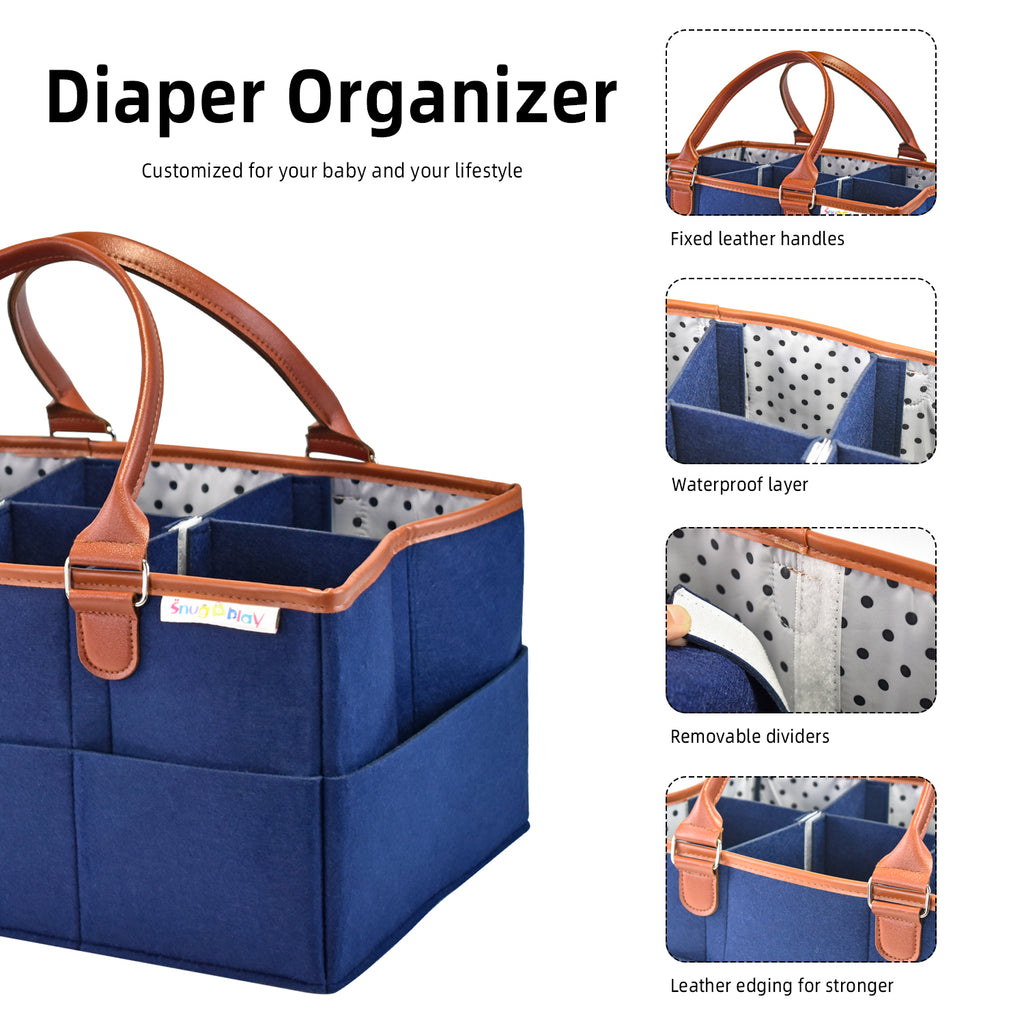 Leather handle hot sale diaper caddy