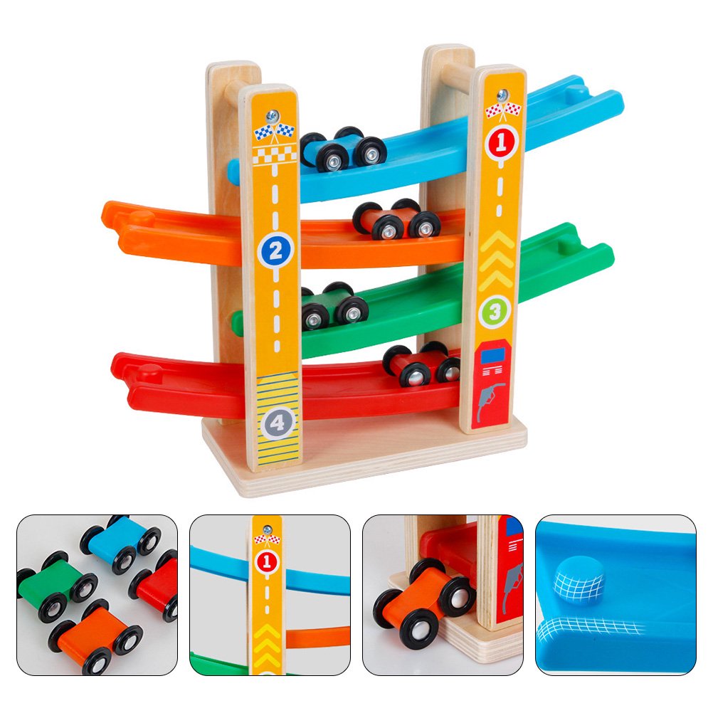 Wooden Slide Race Track with 4 Sliding Cars in Pakistan Snug N Play