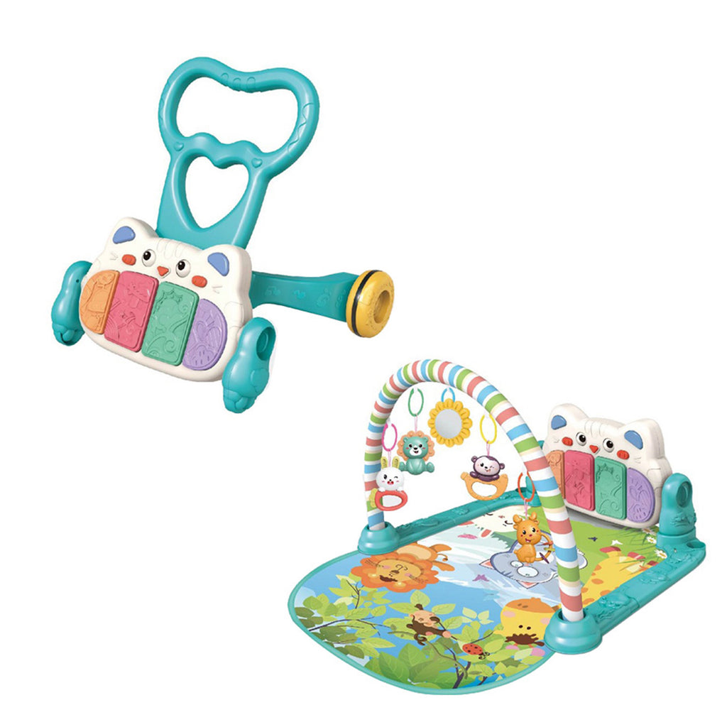 Aiyingle 2-in-1 Baby Play Mat & Activity Push Walker | Green