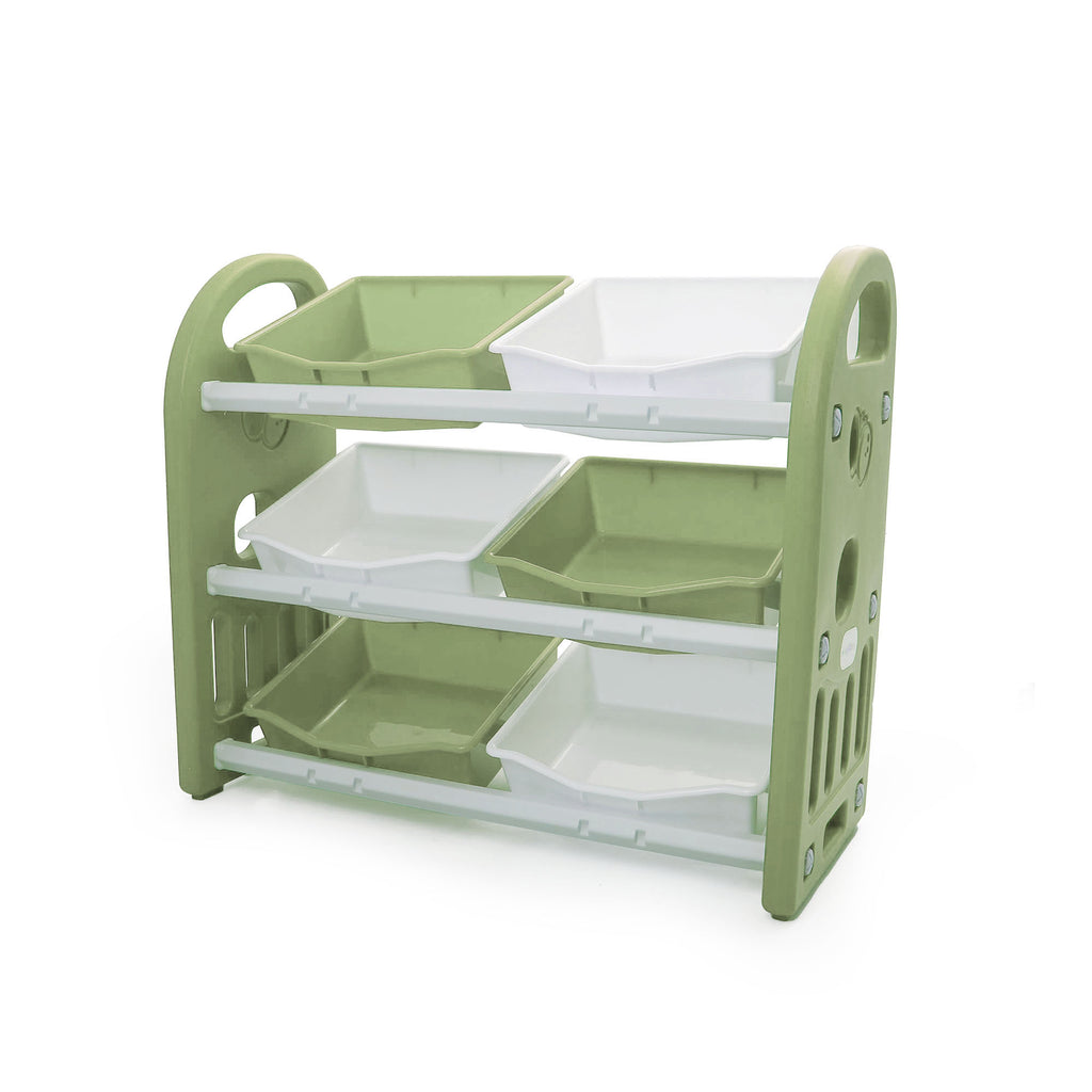 Butterfly Kids Toys Storage Rack with 6 Bins - Green