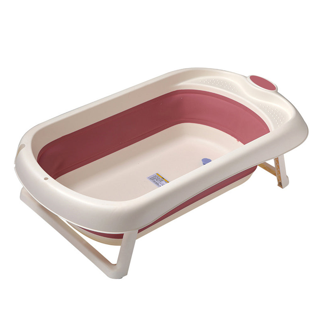 Folding Baby Bath Tub | Temperature Sensor | Anti Skid | Easy Storage | Red  - Snug N Play