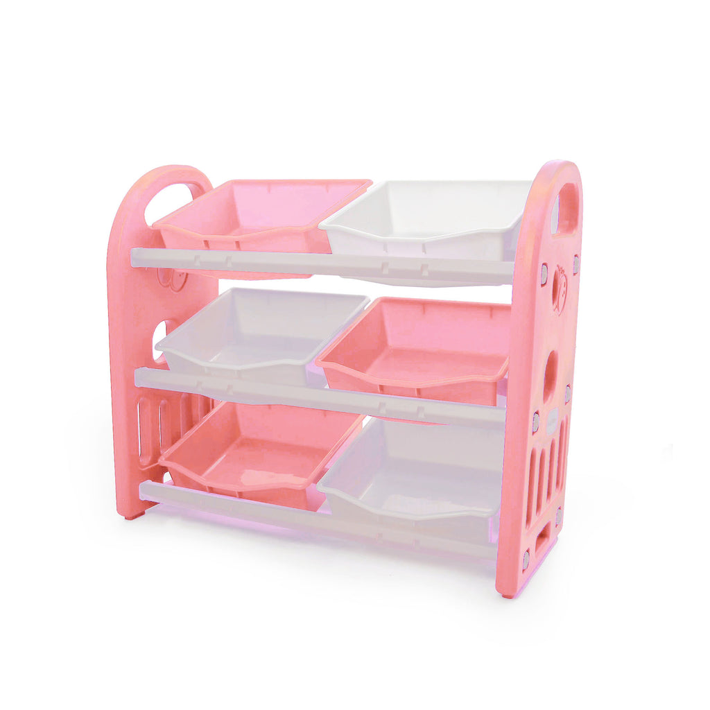 Butterfly Kids Toys Storage Rack with 6 Bins - Pink