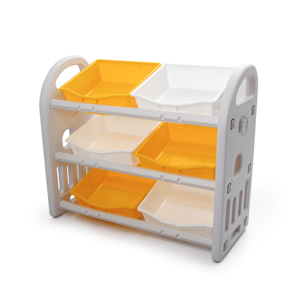 Butterfly Yellow Kids Toys Storage Rack with 6 Bins - Snug N Play
