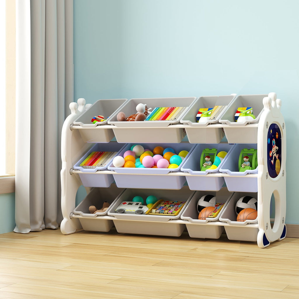 Astro Kids Toys Storage Shelf with 12 Bins - Snug N' Play