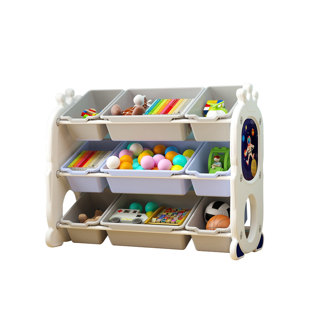 Astro Kids Toys Storage Shelf with 9 Bins - Kids Toy Rack