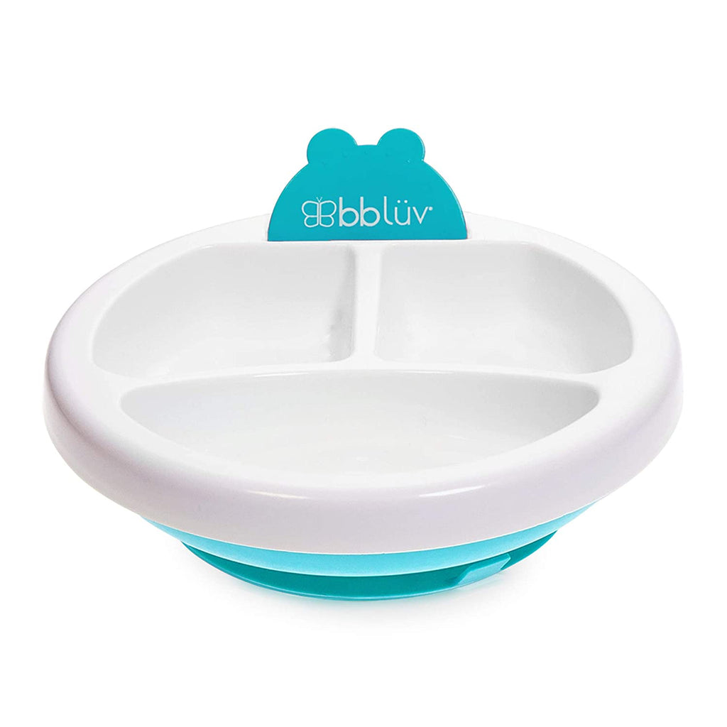 bblüv - Platö Warming Feeding Plate | 3 Compartments with Suction Base | Aqua